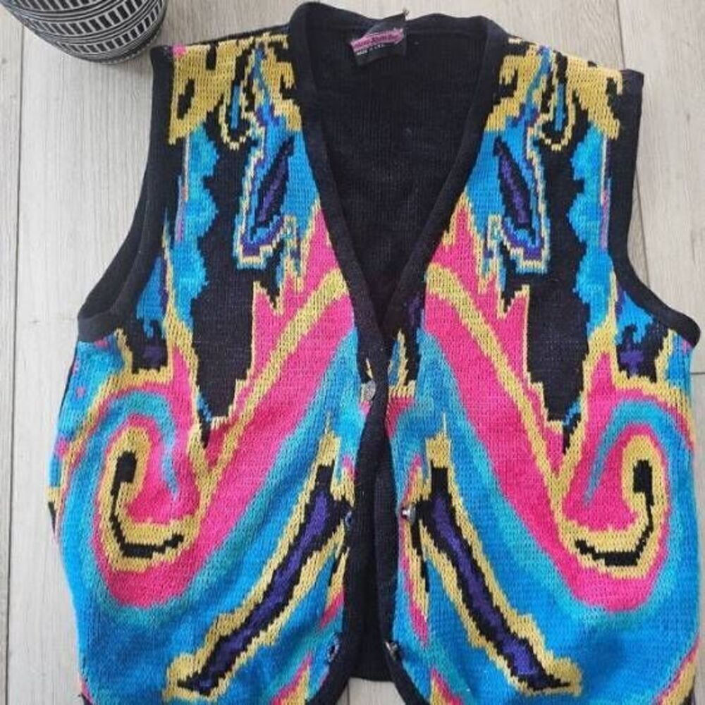 Vintage Fortune knits inc Neon 80's vest